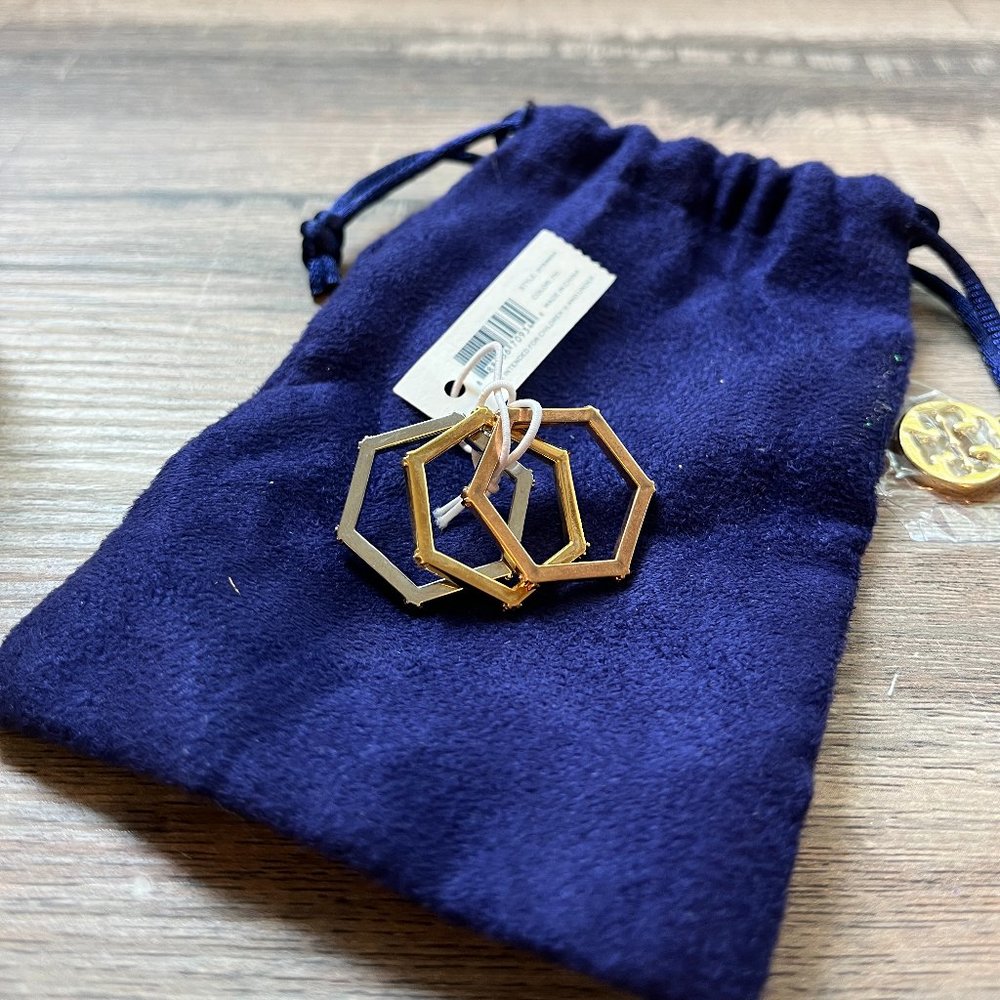 Tory Burch Polygon Stacked Rings - SIZE 7